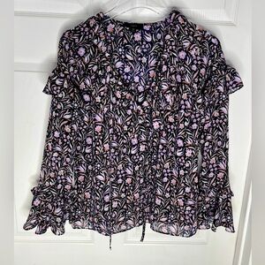 NWOT J. Crew Flowy Chiffon Floral Peasant Top Sz XS